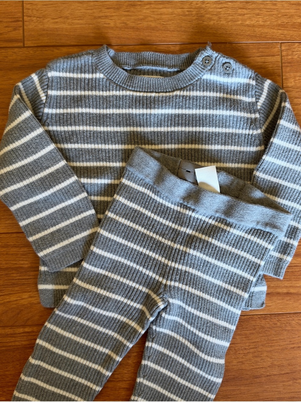 Baby Carter’s Little Planet Striped Gray & White Knit Set - 100% Organic Cotton